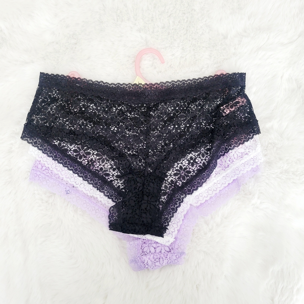 🪻JUICY COUTURE BRAND NEW 3-PACK LACE CHEEKY PANTIES SIZE L - Picture 3 of 5